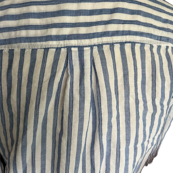 J Crew Boy Crinkle Fit Blue and Whir Striped Long Sleeve Shirt - Picture 3 of 5
